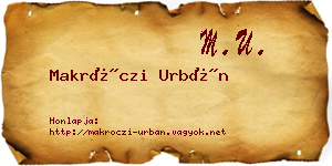 Makróczi Urbán névjegykártya